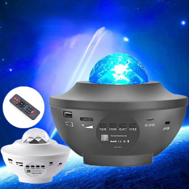 Headlamp Remote Control Rotating Bluetooth Music Bowl Lamp Crystal Aurora Decorative Atmosphere Lamp Nightlight